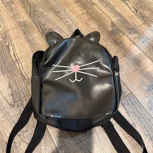 Black Cat Face Mini Backpack with Pink Heart Nose
